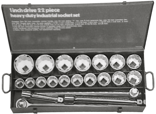 No.96522 - 22 Piece 1" Drive Metric Socket Set (12 Point)