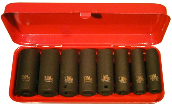 8 Piece 3/8" Drive SAE Deep Impact Sockets T&E Tools 97308L
