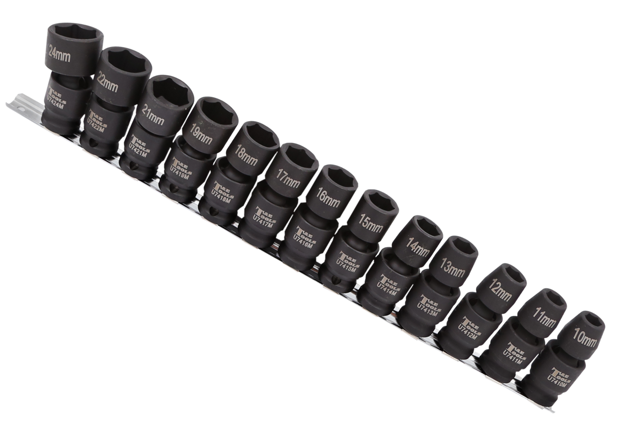 Metric Universal Impact Socket 13Pc. 1/2"Drive Set T&E Tools 97491