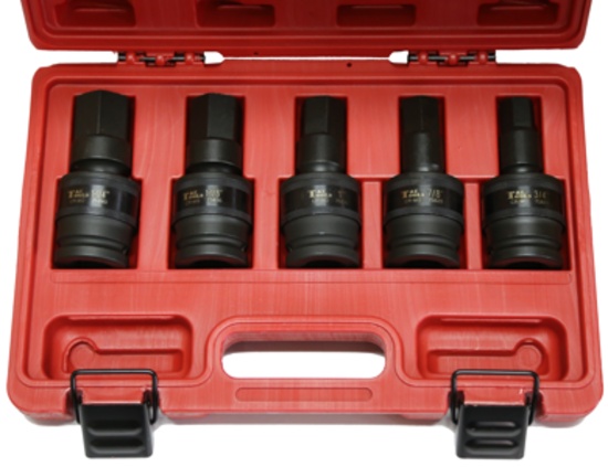 5 Piece SAE 3/4" Drive In-Hex Universal Impact Socket T&E Tools 97598