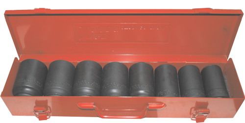 8 Piece 1" Drive SAE Deep Impact Sockets T&E Tools 97608L