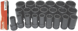 22 Piece 1" Drive SAE Deep Impact Sockets T&E Tools 97622L
