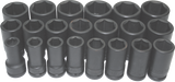22 Piece 1" Drive SAE Deep Impact Sockets T&E Tools 97622L