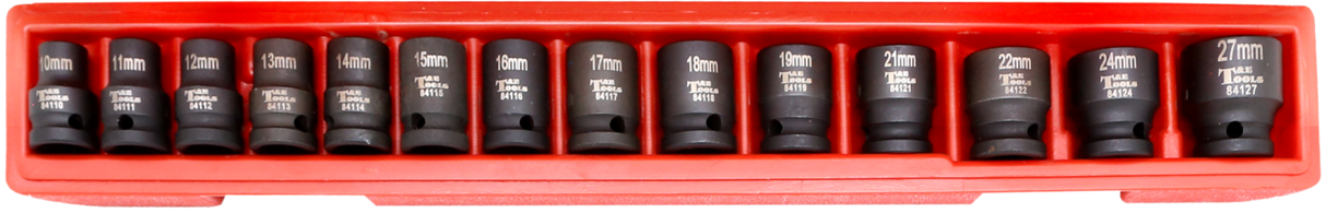 Impact Socket Set  14Pc. 1/2"Drive 12Pt Std 38 Long T&E Tools TE-98412A