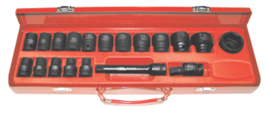 19 Piece 1/2" Drive Metric Impact Sockets T&E Tools 98419