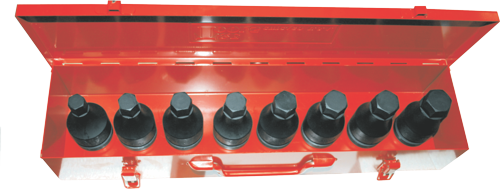 8 Piece Metric In-Hex 1" Drive Impact Sockets T&E Tools 98712