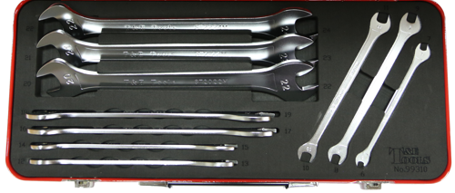 T&E Tools Metric Super Thin Open End Wrenches 10Piece. 6 to 24mm 99310