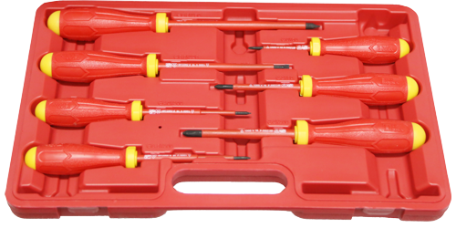 Insulated Screwdriver 7 Piece VDE Set 1000V T&E Tools A78017