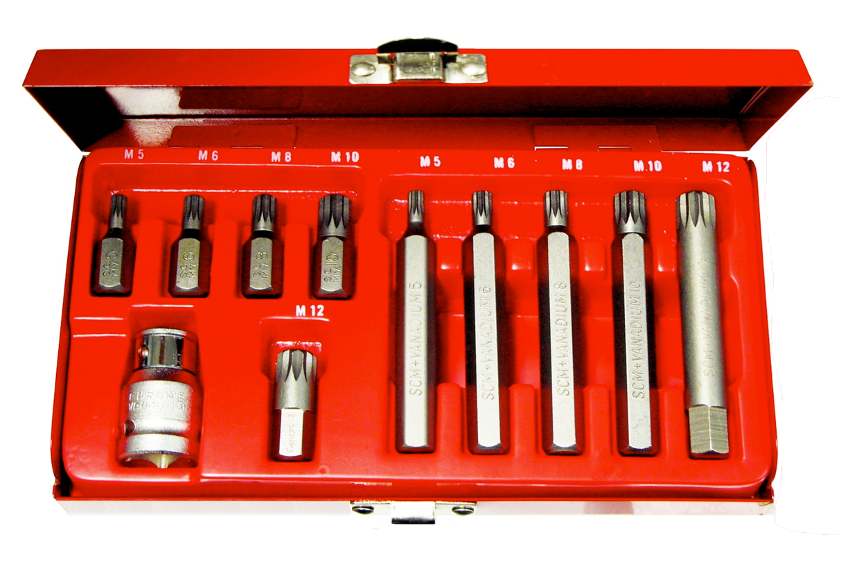 11 Piece Triple Square (Multi-Spline) 10mm Hex Insert Bits T&E Tools CL110