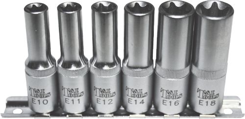 6 Piece Deep E-Series Female Torx-r Sockets T&E Tools E0603