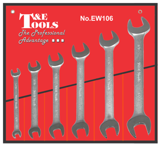 6 Piece SAE Open-End Wrench Set T&E Tools EW106