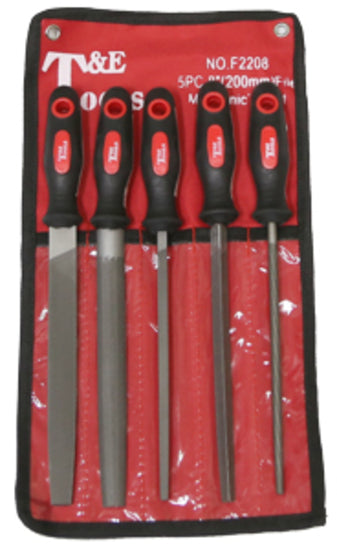 5 Piece Mechanics File Set T&E Tools F2208
