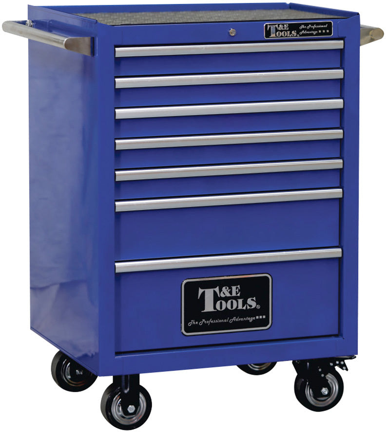 Roller Tool Cabinet 27" Godfather 7 Drawer Tool Box Blue T&E Tools TE-GF2707BU