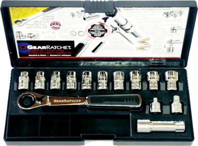 M20 Hollow Drive Metric Gear Ratchet Socket 14 Piece Set T&E Tools GR20100