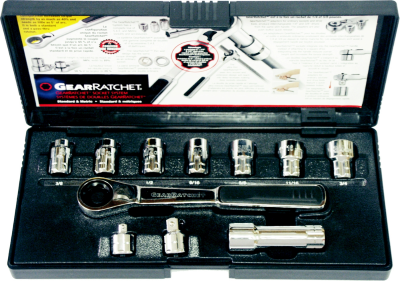 M20 Hollow Drive SAE Gear Ratchet Socket 11 Piece Set T&E Tools GR20200