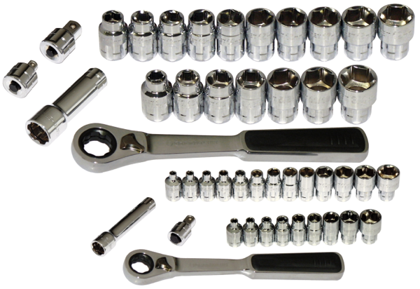 46 Piece M13 & M20 Hollow Drive SAE & Metric GearRatchet Socket Set T&E Tools GR50300