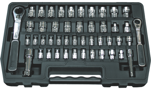 46 Piece M13 & M20 Hollow Drive SAE & Metric GearRatchet Socket Set T&E Tools GR50300