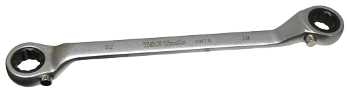 Offset Ratchet Ring Wrench 19 x 22mm Heavy-Duty T&E Tools GW-5M Spanner