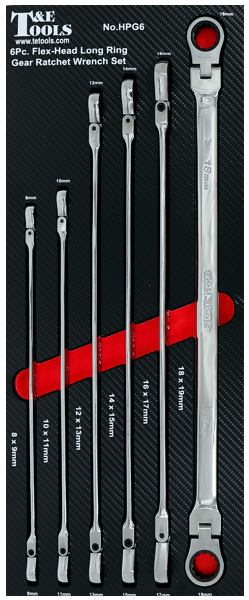 Flex Head Long Ring Gear Ratchet 6 Piece Wrench Set  TE Tools HPG6