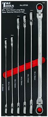 Flex Head Long Ring Gear Ratchet 6 Piece Wrench Set  TE Tools HPG6