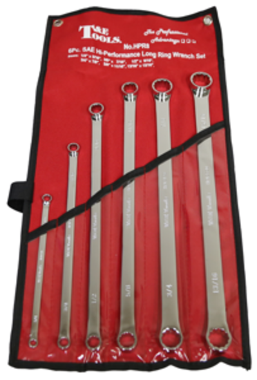 6 Piece SAE High Performance Long Ring Wrench Set T&E Tools HPR8