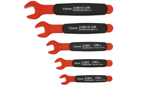5Pc. Metric VDE Insulated Open End Set 7, 8, 10, 12, 14mm T&E Tools IS6001