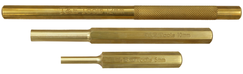 3 Piece Brass Pin Punch Set T&E Tools J2604