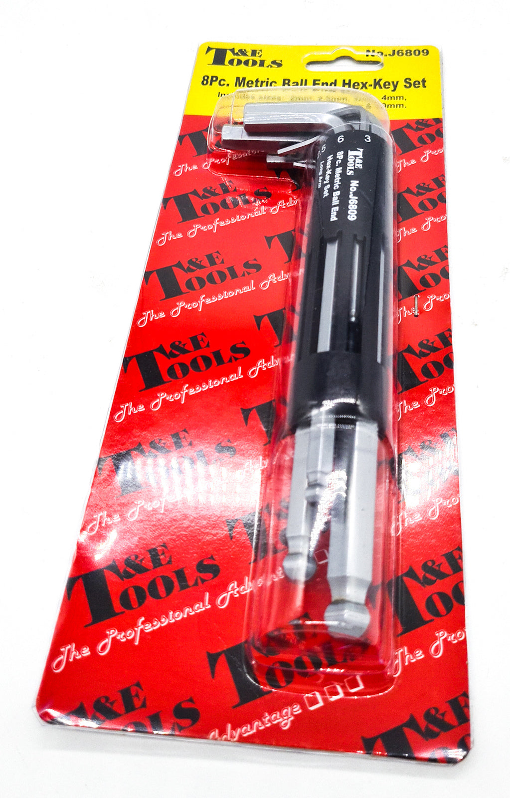 Hex-Key Long Arm Metric Ball End 8 Piece Set T&E Tools J6809