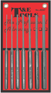 Long Pin Punch 7 Piece Set (In Vinyl Pouch) T&E Tools J8247