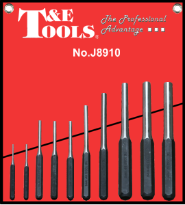 Roll Pin Punch 10 Piece Set (In Vinyl Wallet) T&E Tools J8910
