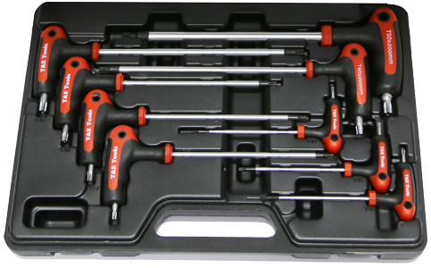 Tamper Torx & Torx-r T-Handle Key Set 9 Piece T&E Tools MK067