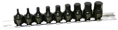 9Pc. 1/4"Dr. Stubby In-Hex Metric Impact Sockets 2.5 - 10mm T&E Tools S79209M