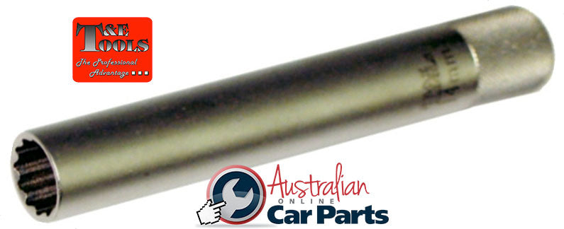 14mm x 3/8"Dr. 12 Point Spark Plug Socket 90mm Long T&E Tools T13014