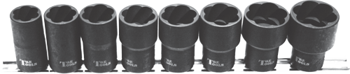 8 Piece 1/2" Drive Metric Impact Twist Sockets T&E Tools T4250