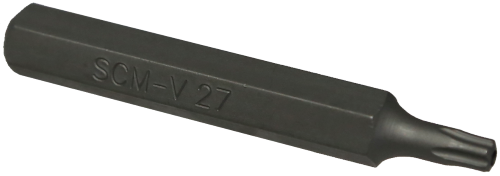 T27 5Pt.Tamper Torx-Plus Impact Bit 10mm Hex x 75mm long T&E Tools T6073