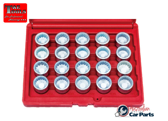 Locking Wheel Nut Key 20 Piece Set for VW, Audi & Porsche T&E Tools T65069