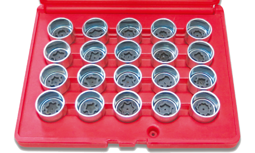 20 Piece Volkswagen Locking Wheel Nut Key Set T&E Tools T65070