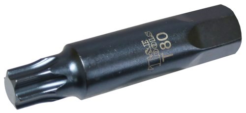 T80 Torx -r  22mm Hex x 107mm Long Insert Bit T&E Tools T6980