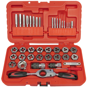 40 Piece Metric Tap & Die with Gear Ratchet Wrench T&E Tools TD40BM