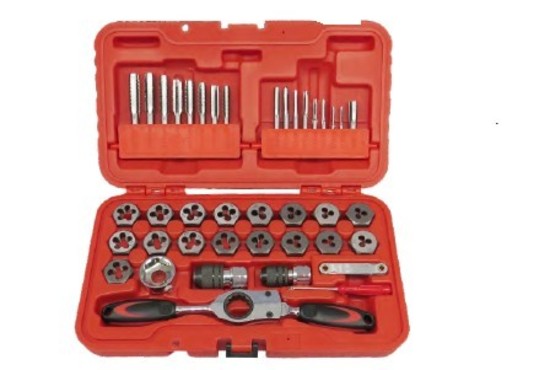 40 Piece SAE Tap & Die with Gear Ratchet Wrench T&E Tools TD40BS