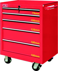 Five Drawer Ball-Bearing Rollaway Cabinet T&E Tools TE2605RC