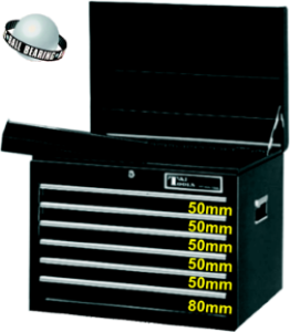 6 Drawer Premier-Traxx Ball-Bearing Deep Top Chest T&E Tools TEST1806BK