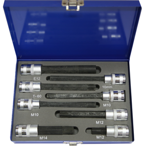 8 Piece In-Hex, Ribe, Spline, Torx-r, Ribe Socket Set T&E Tools TX036
