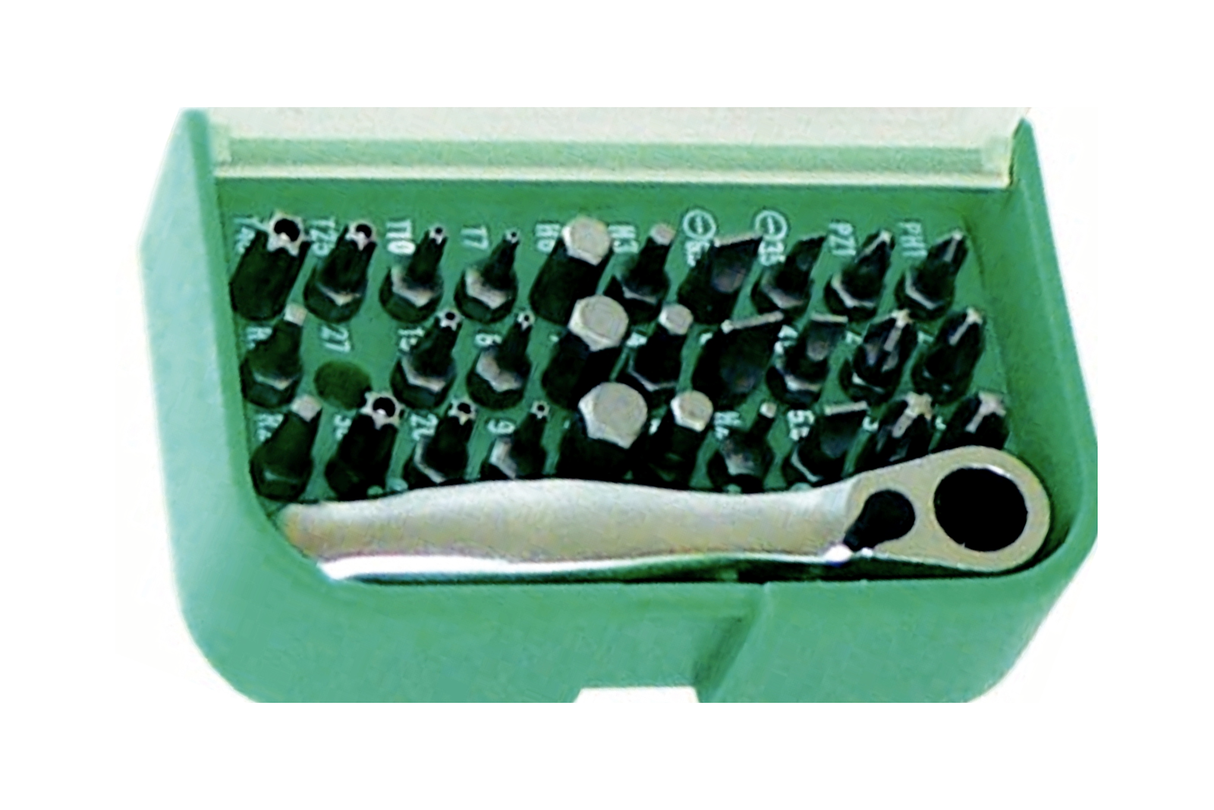 31 Piece 1/4" Hex Power Bit Set With Ratchet T&E Tools TX048
