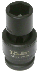 18mm x 1/2" Drive 6 Point Impact Universal Socket (Metric) T&E Tools U7418M