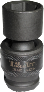 20mm x 1/2" Drive 6 Point Impact Universal Socket (Metric) T&E Tools U7420M