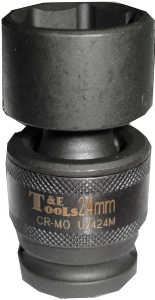 24mm x 1/2" Drive 6 Point Impact Universal Socket (Metric) T&E Tools U7424M