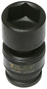 15/16" x 1/2" Drive 6 Point Impact Universal Socket (SAE) T&E Tools U7430