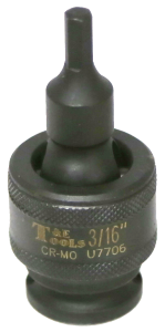 3/16" x 3/8"Dr. Impact Uni. In-Hex Socket T&E Tools U7706