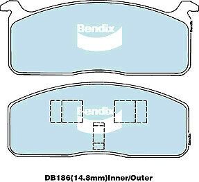 Brake Disc Pad Set  Bendix DB186 4WD For TOYOTA HIACE 2.2L 1.6L 2L HILUX 1.6L 2L